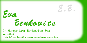 eva benkovits business card